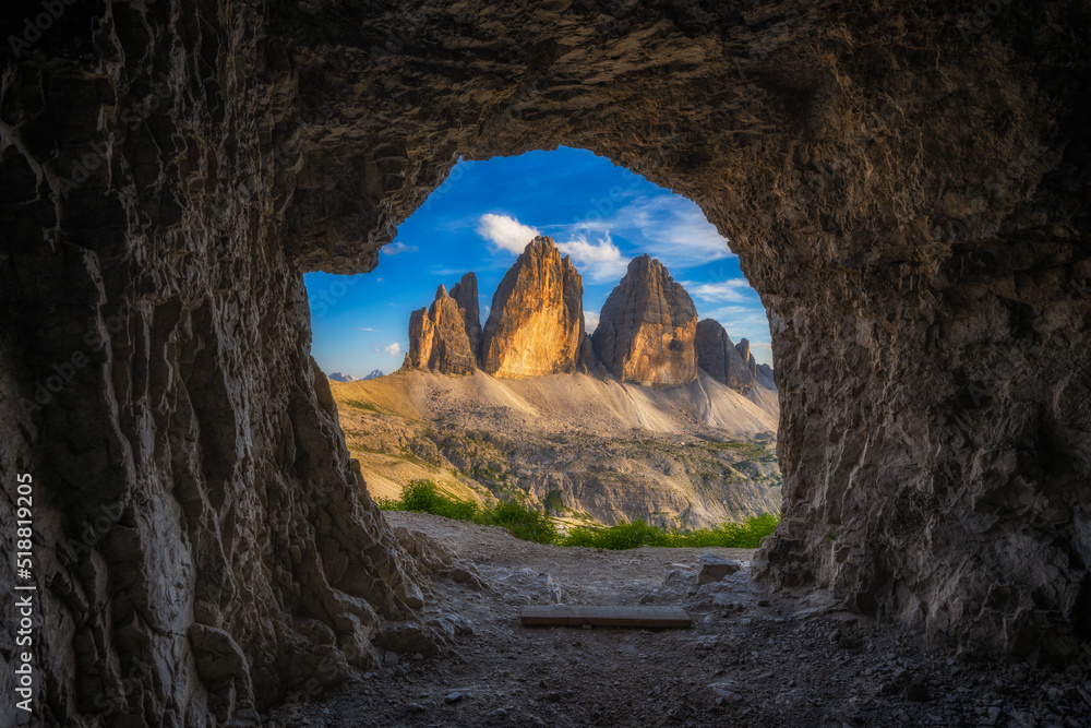 The cave view of Tre Cime,on the evening times