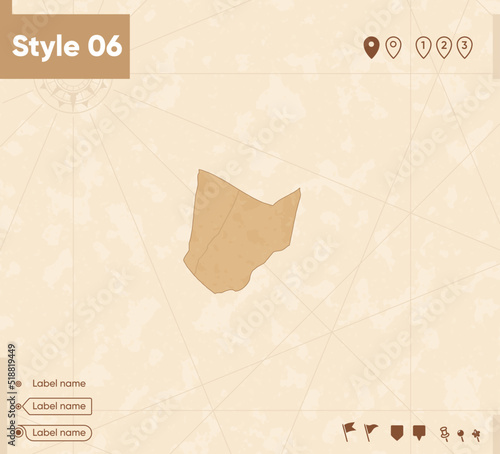 Kgatleng, Botswana - map in vintage style, retro style map, sepia, vintage. Vector map. photo