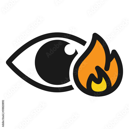 Burning Eye icon Flat design. Fiery eyes vector illustration