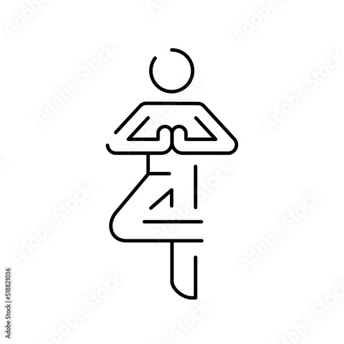 Yoga exercise line icon. Vector yoga poses meditation