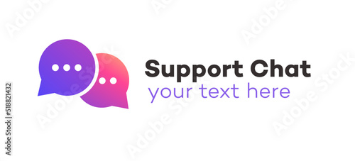 Support chat icon vector isolated on white background for virtual assistant, talk bubble speech symbol, digital marketing, chat app, ai, artificial intelligence. 10 eps
