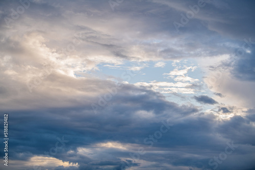 blue sky and white fluffy cloud horizon outdoor for background. © Maria Moroz