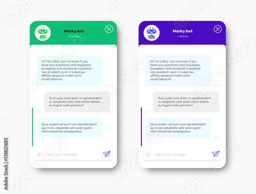 Group text messaging app isolated on white background. Online chat windows for website and mobile application set. Social communication chatting. Vector 10 eps