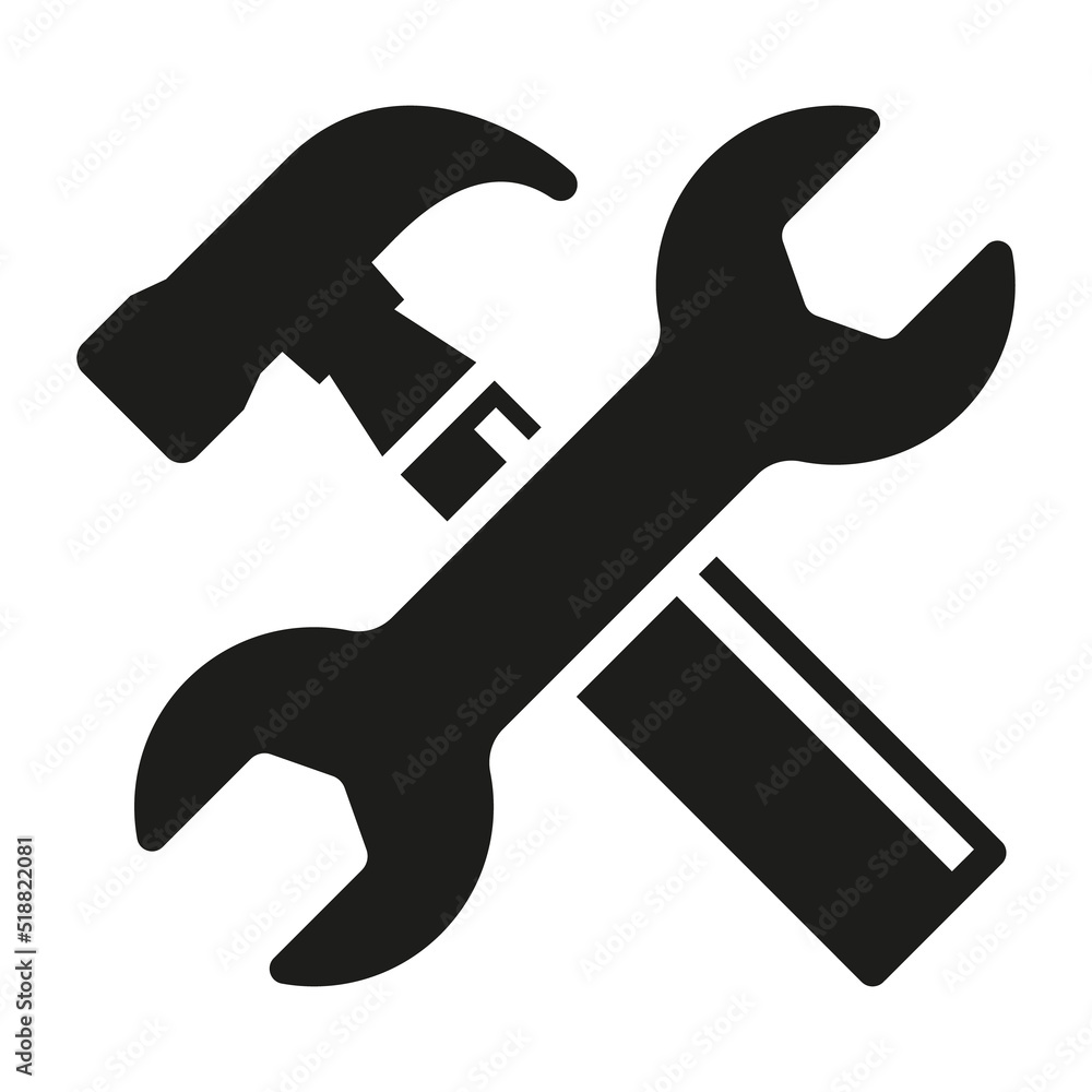 Repair tools, wrench and hammer icon. illustration Repair tools, wrench and hammer icon. illustration