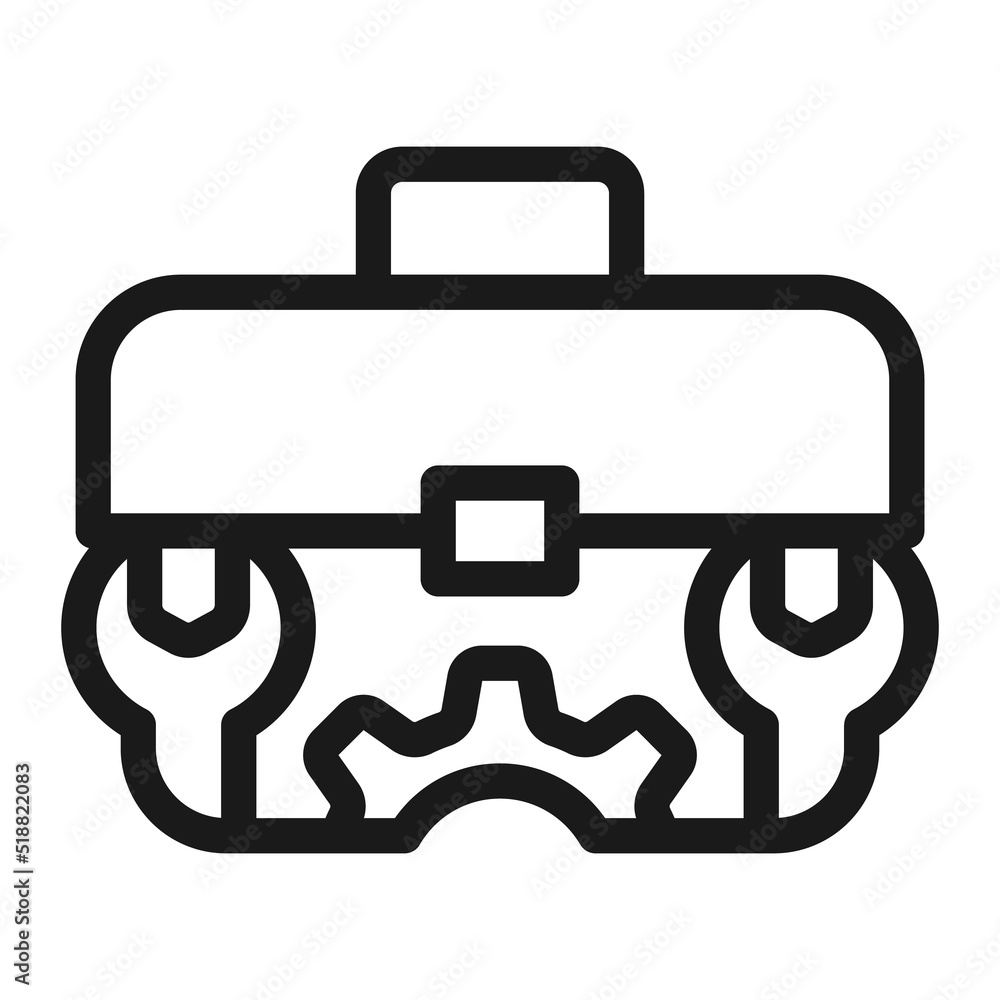 Tool box line icon. Toolbox, toolkit, instrument. Fixing, repair and renovation illustration Tool box line icon. Toolbox, toolkit, instrument. Fixing, repair and renovation illustration