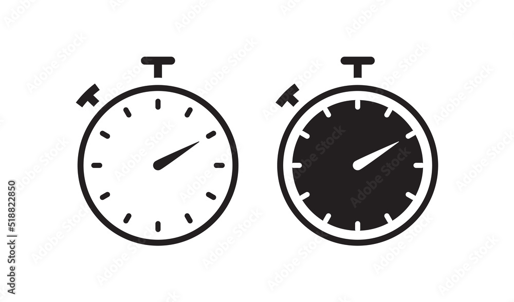 Obraz premium Timer icon vector set flat style isolated on on white background. Vector 10 eps