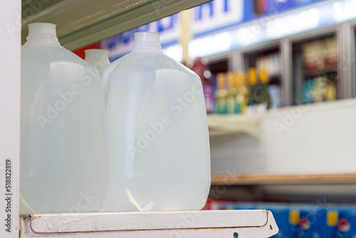 Water jug on store shelf