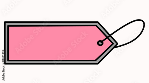 Pink empty price tag vector illustration.