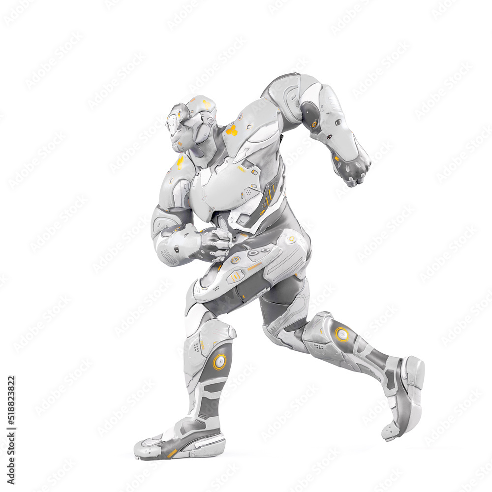 future soldier is walking on white background side view future soldier is walking on white background side view