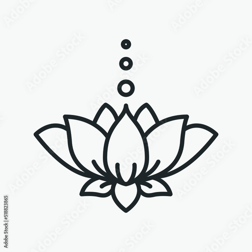 Lotus flower line icon. Symbol of India. Logo for Spa, Yoga Center, Meditation. Vector illustration