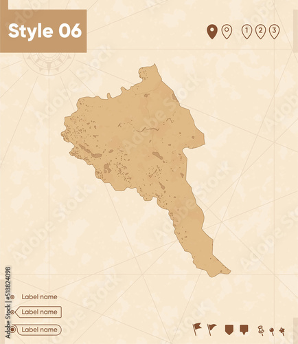 Bayan Olgii, Mongolia - map in vintage style, retro style map, sepia, vintage. Vector map.