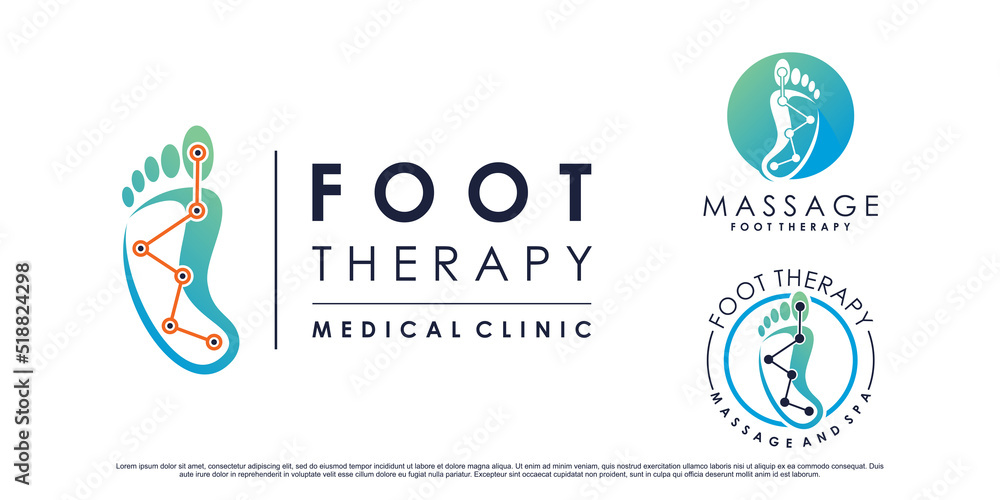 Set collection of foot therapy massage logo design with creative element Premium Vector