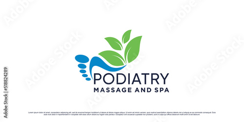 Podiatry logo design for natural massage and spa with creative element Premium Vector