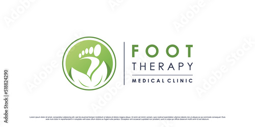 Foot therapy logo design for foot massage with creative element Premium Vector