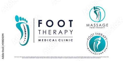 Set collection of foot therapy massage logo design with creative element Premium Vector