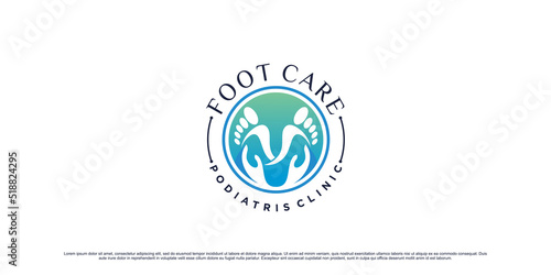 Foot care logo design template with creative element concept Premium Vector