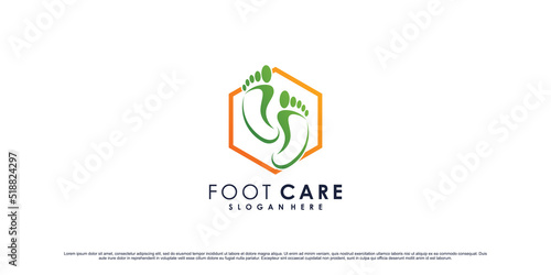 Foot care logo design template with creative element concept Premium Vector