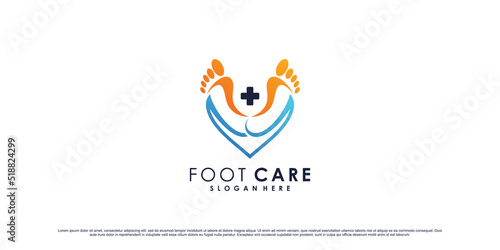 Foot care logo design template with creative element concept Premium Vector