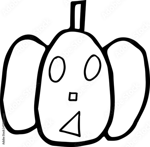 Hand drawn halloween pumkin face black and white isolated. Octoder 31. Stock vector illustration. photo