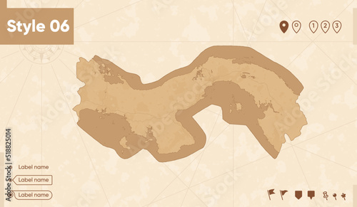 Panama - map in vintage style, retro style map, sepia, vintage. Vector map.