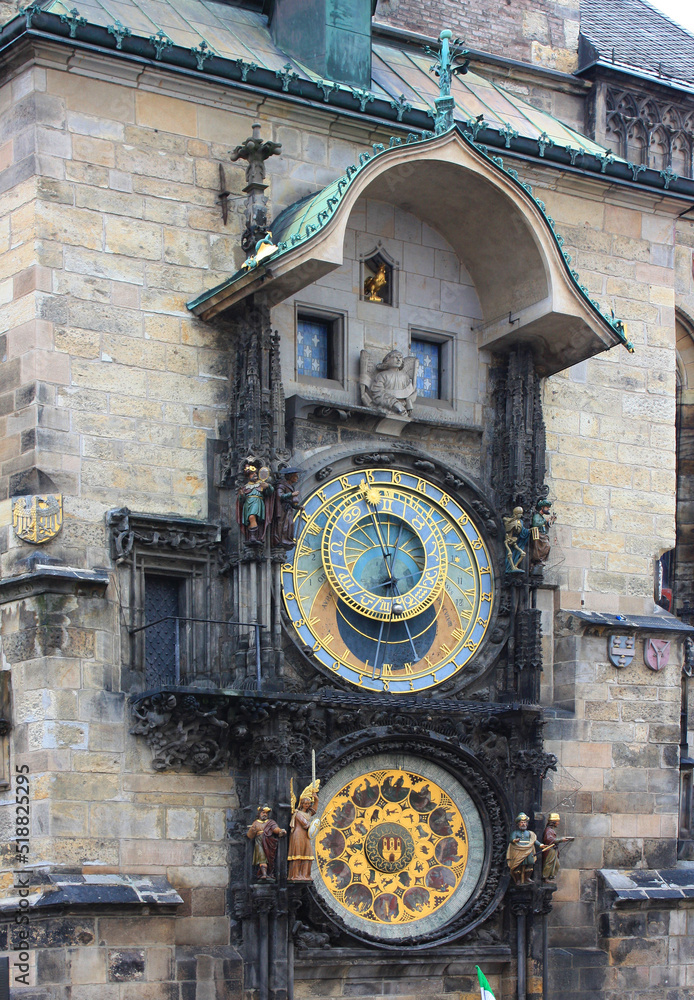 Historical medieval astronomical clock Orloj in Prague, Czech Respublic
