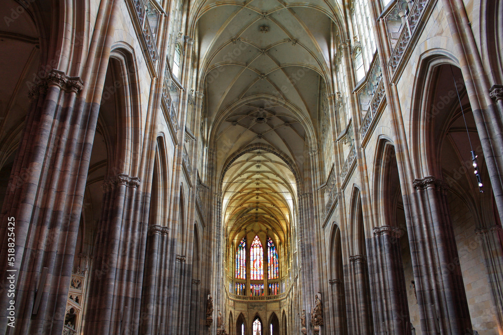 Interior of St. Vitus Cathedral in Prague, Czech Republic	
