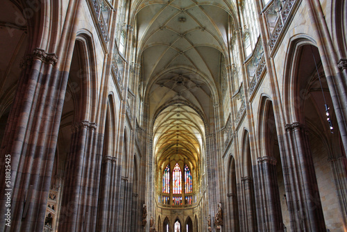 Interior of St. Vitus Cathedral in Prague, Czech Republic 