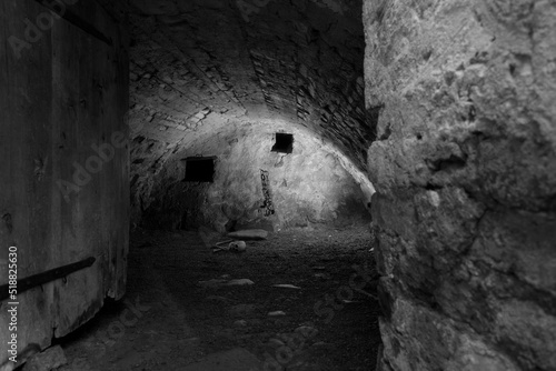 Old dark prison cell