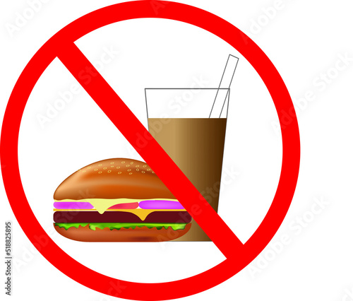 No outside food or drink allowed sign colorful vector, white background