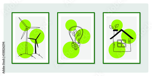 Vector photo pictures ecology and green environment energy concept.