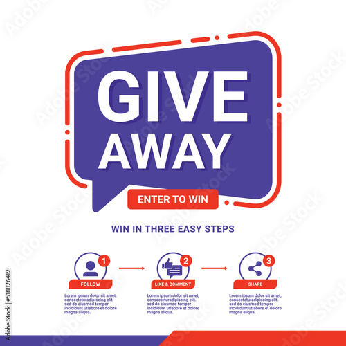 Giveaway contest enter to win banner template. Vector template