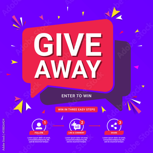 Giveaway contest enter to win banner template. Vector template