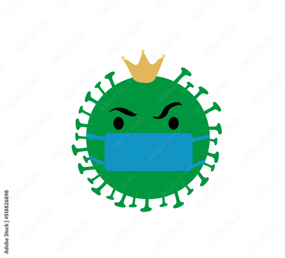 Fototapeta premium green serious coronavirus COVID-19 in blue mask 