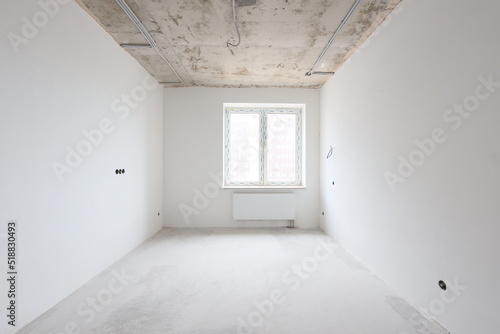 Empty white room without decoration and renovation