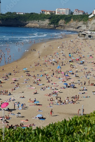 The "grande plage" of Biarritz in summer. (great beach, in english) The 8th July 2022, France.