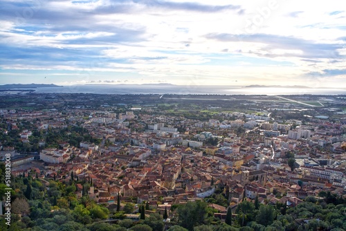 panorama of the landscape of the mediterranean in Hyeres, France 