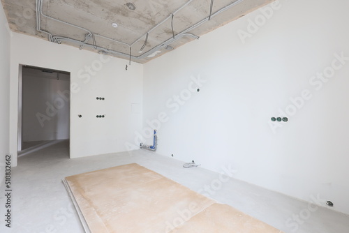 Empty white room without decoration and renovation