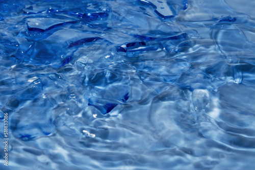 Abstract blue color background. Water and glass.