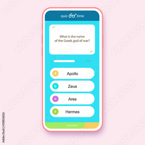 Question and answers mobile app modern flat style for quiz game, exam, tv show, school, examination test. Vector Illustration 10 eps