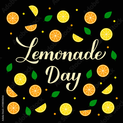 Lemonade Day calligraphy sign. Vector template for typography poster, banner, flyer, label, etc