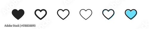 Heart icon. Romantic vector symbol. Simple shape of the heart outline icons. Hearts icons set. Love web icon.