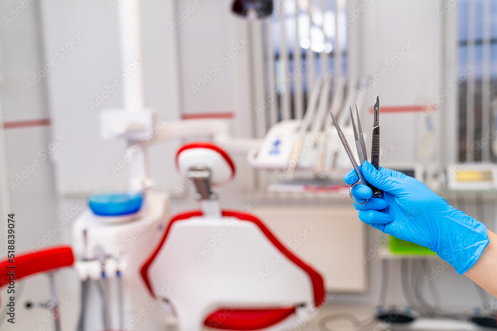 Dentistry professional equipment close up view. Hospital sterial steel instruments. Dentistry professional equipment close up view. Hospital sterial steel instruments.