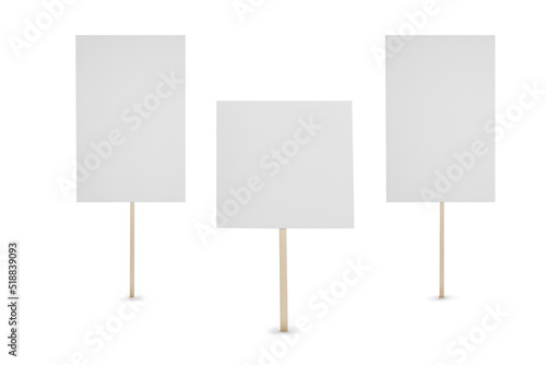 Set with different blank protest signs on white background