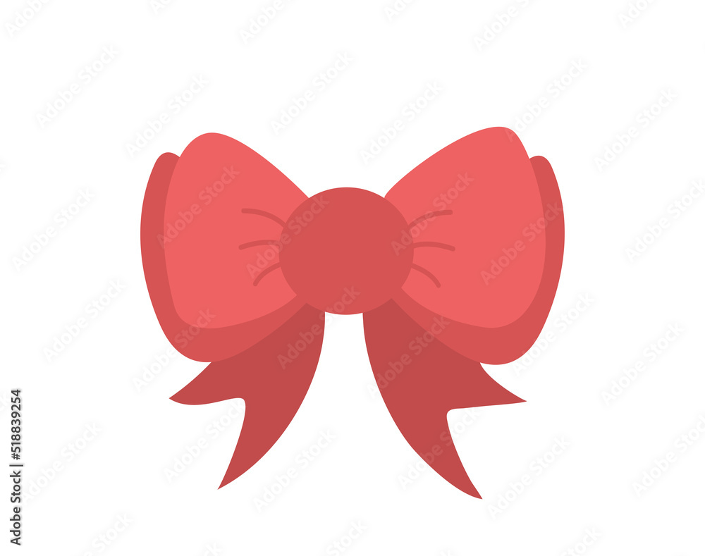 Red bow in cartoon style isolated on white background, vector illustration Red bow in cartoon style isolated on white background, vector illustration