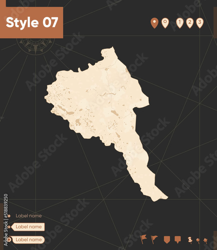Bayan Olgii, Mongolia - map in vintage style, retro style, sepia, vintage. Vector map.