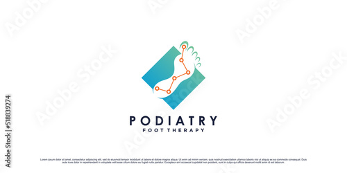 Podiatry logo design template with unique concept and creative element Premium Vector