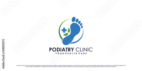 Podiatry clinic logo design for feet massage and spa with creative element Premium Vector
