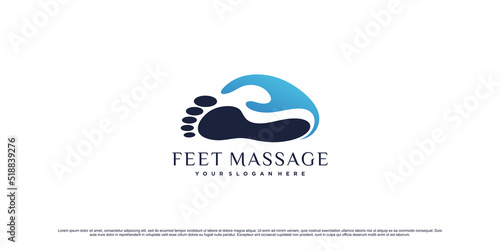 Podiatry feet massage logo design with creative unique concept Premium Vector