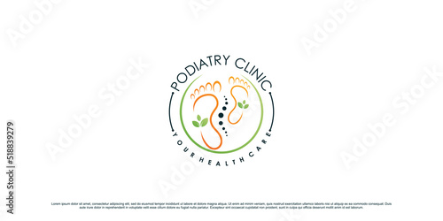 Podiatry clinic logo design for feet massage and spa with creative element Premium Vector
