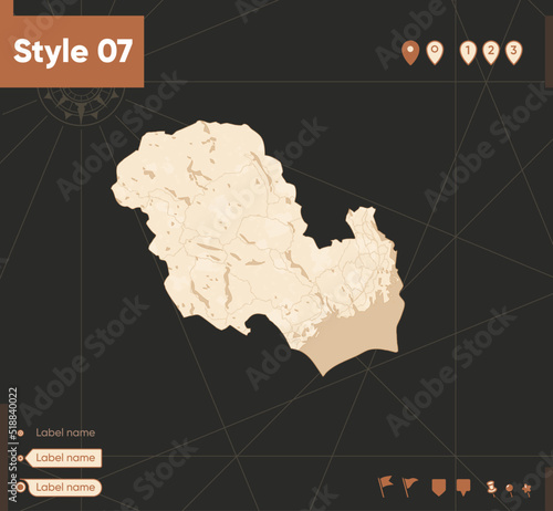 Vestfold Og Telemark, Norway - map in vintage style, retro style, sepia, vintage. Vector map.